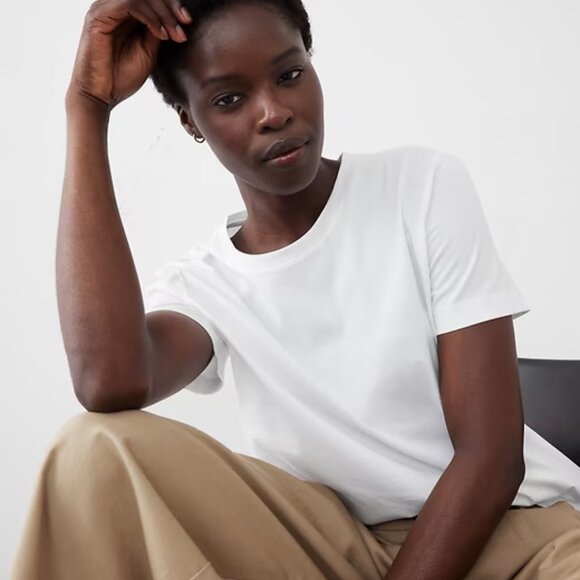 NWT Banana Republic Factory Premium Cotton Relaxed Perfect T-Shirt Black Size S - Picture 10 of 11